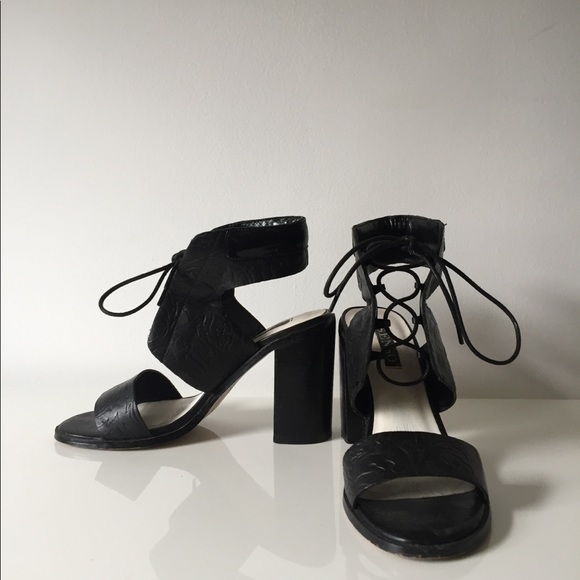 SENSO Black Valleri Lace Up Heels Sandals 38 7.5 - Picture 2 of 8